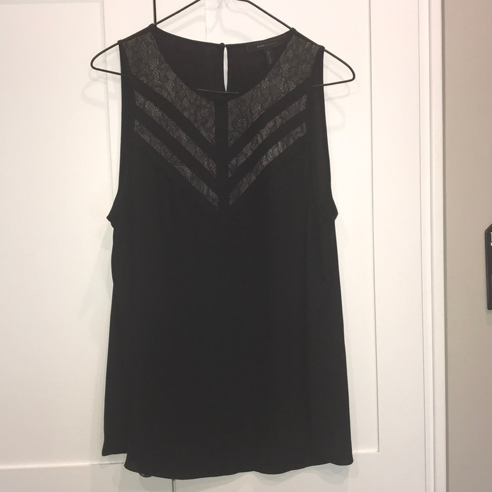 BCBG MaxAzria black lace dressy tank top